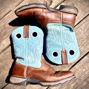 Durango 9 Cowboy Boots “Rebel” Aqua Women's Cowgirl Western Boot Teal Square Toe